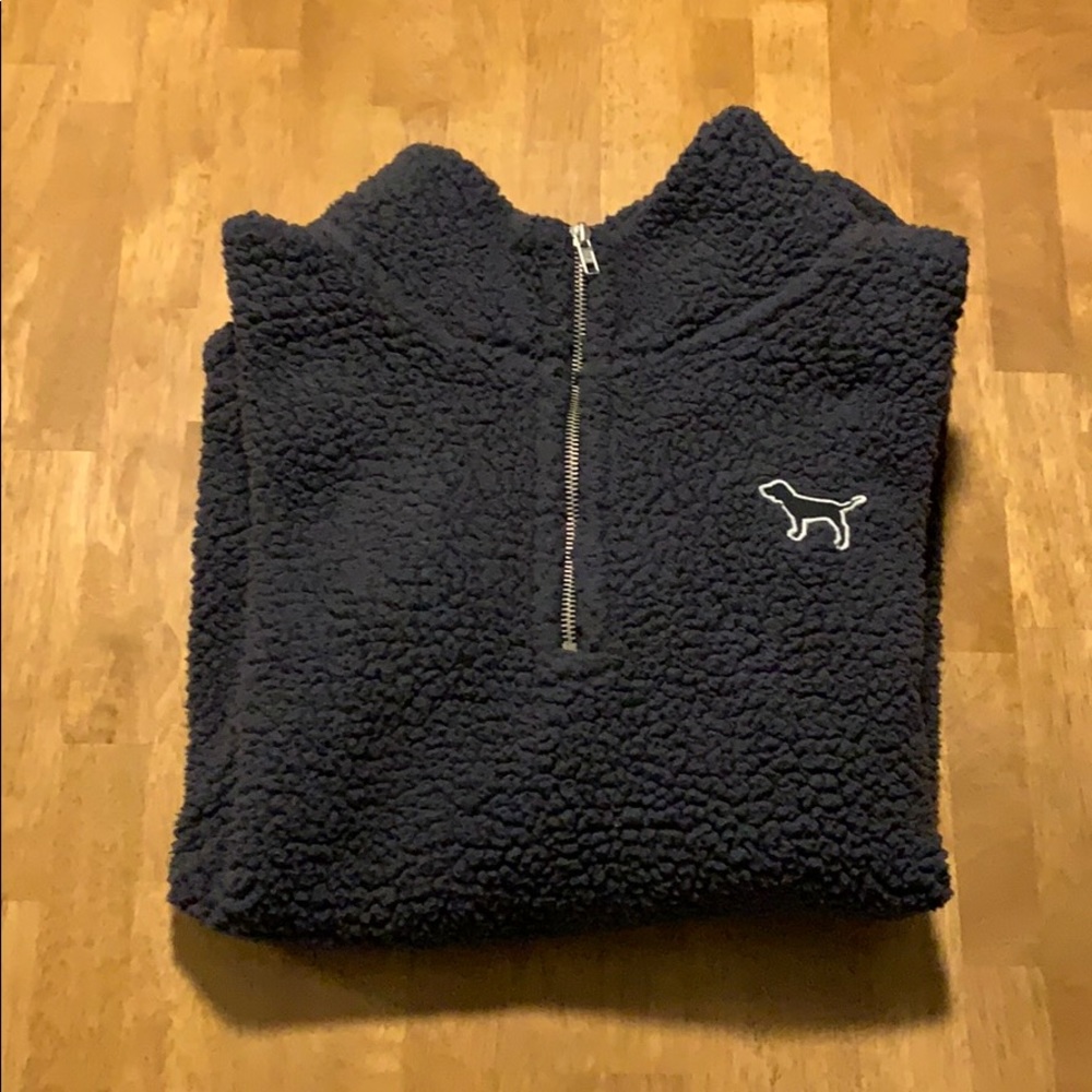 VS PINK grey Sherpa quarter zip